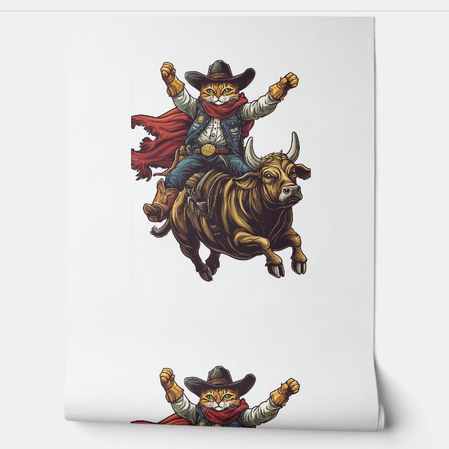 Papier Peint Yeehaw Kitty - Wild West Cat Cowboy Rodeo (Déroulement)