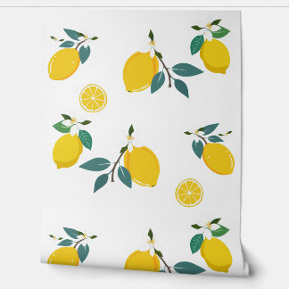 Papier Peint yellow lemons branches