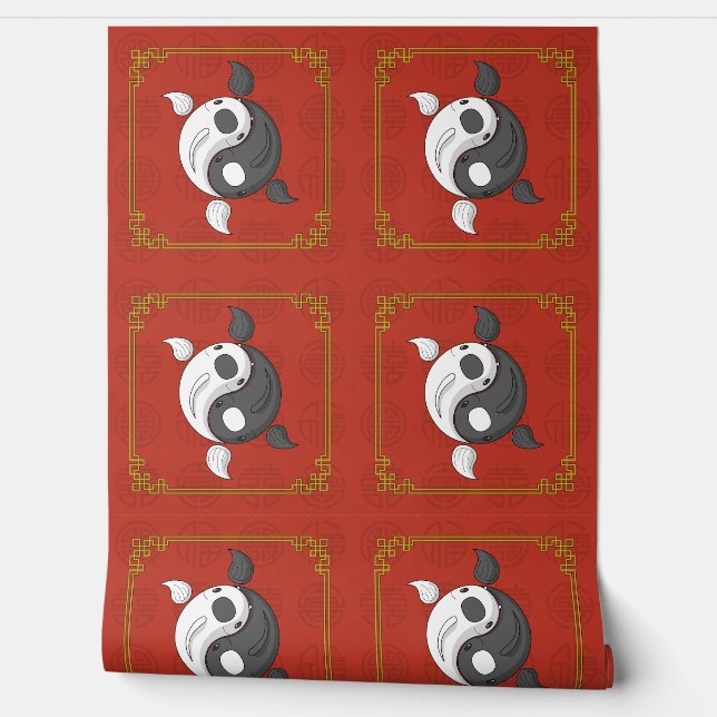 Papier Peint Yin et Yang le Koi (Déroulement)