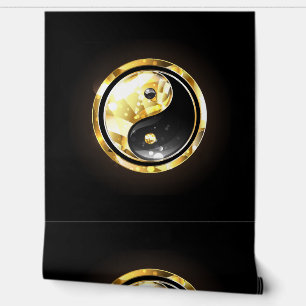 Papier Peint Yin Yang or en noir