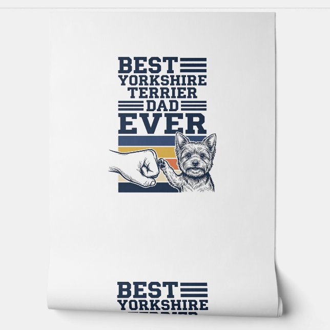 Papier Peint Yorkshire Terrier Dad Fist Bump Vintage Vector Des (Déroulement)