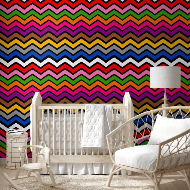 Papier Peint Zigzag multicolore Chevron Design noir (Créateur téléchargé)