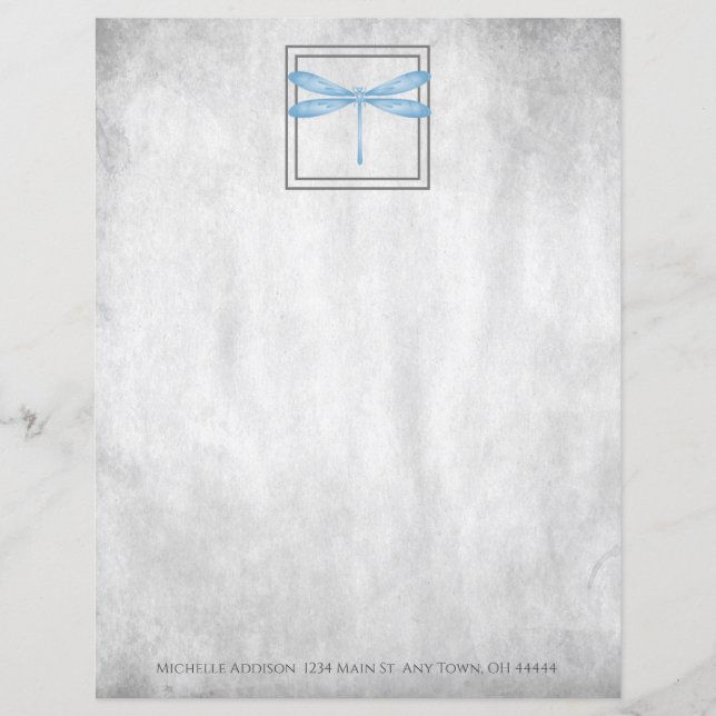 Papier personnalisé à libellules bleues (Devant)