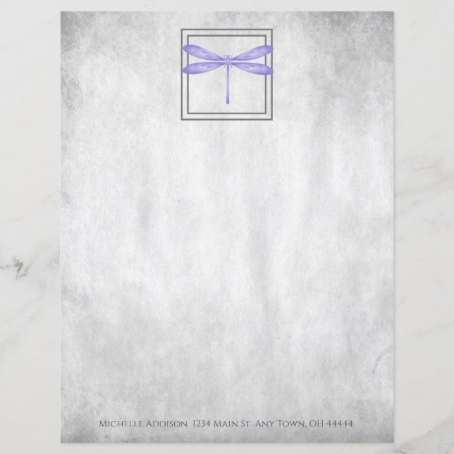 Papier personnalisé Papier à libellules violettes (Devant)