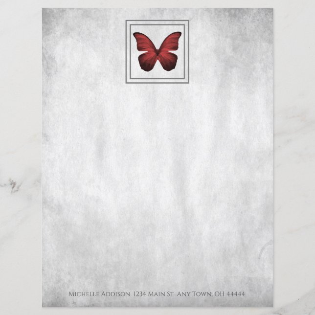 Papier personnalisé Papier papillon rouge (Devant)