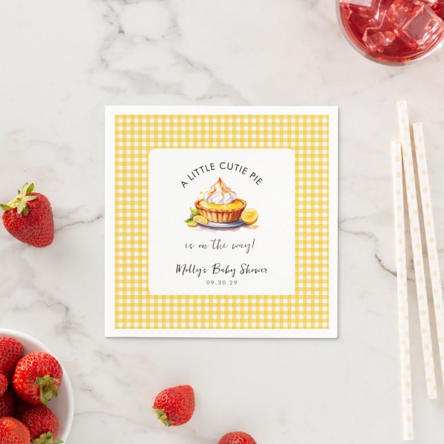 Papier Petit gâteau citron En vichy Baby shower serviette (En situation)