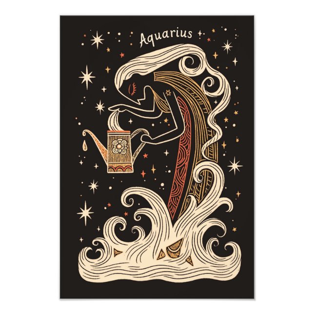 Papier photo satiné Aquarius Celestial Zodiac (Devant)