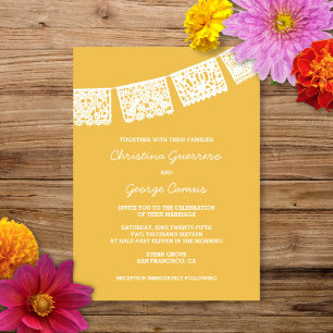 Papier Picado Jaune   FAIRE-PART DE MARIAGE