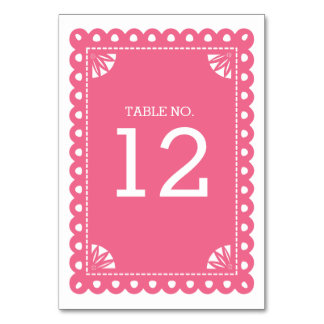 Papier Picado Numéro de table - Rose