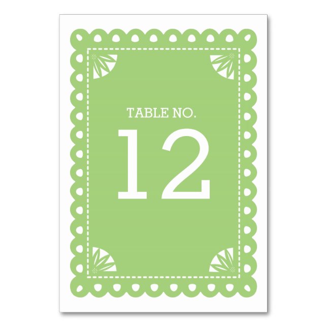 Papier Picado Numéro de table - Vert (Dos)