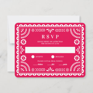 Papier Picado rose chaud   Carte RSVP Mariage