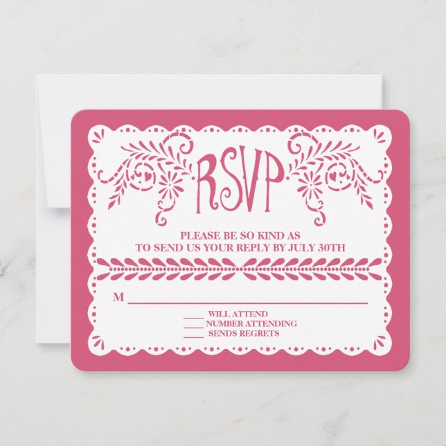Papier Picado RSVP Hot rose Fiesta Mariage bannièr (Devant)