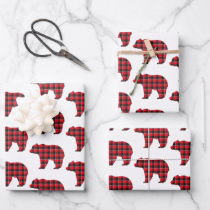 Papier plaid en forme d'ours rouge noir Buffalo