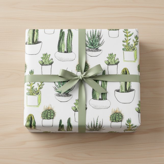 Papier Plante Cactus : Vibe Cadeau Esthétique (Cactus Plant Vibe Wrapping Paper Sheets)