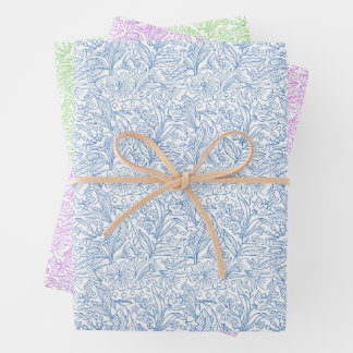 Papier plat 3-Set à papier d'enveloppement floral