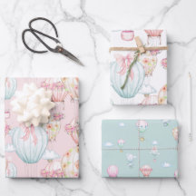 Papier plat à enveloppement rose et bleu pour bébé