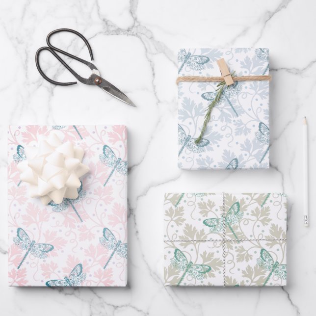 Papier plat de papier d'enveloppement de libellule (Recto)