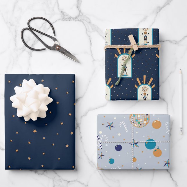 Papier plat Disco Christmas Wrapper Set de 3 (Recto)