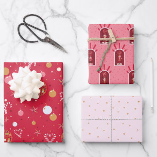 Papier plat Disco Christmas Wrapper Set de 3