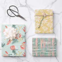 Papier plat Festif Floral Wrapper Set de 3 feuille