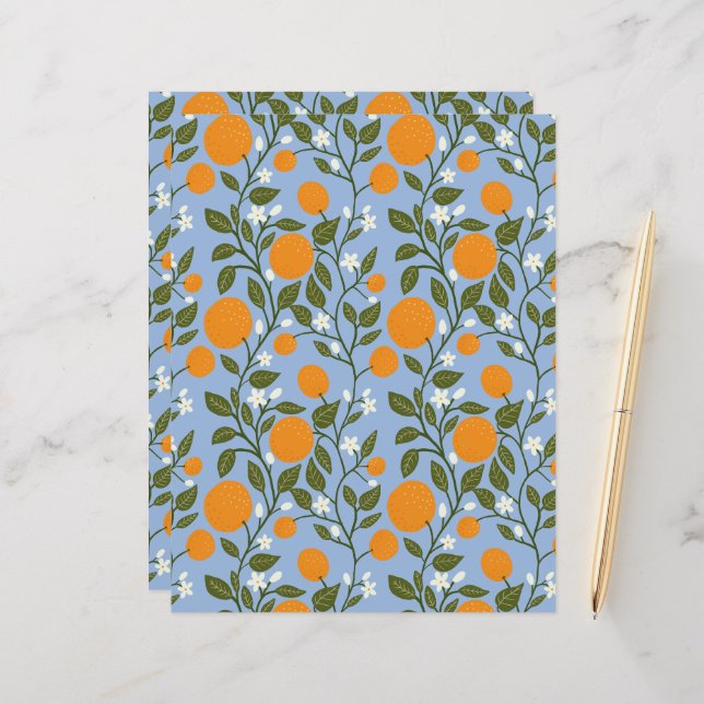 Papier plat Motif Sunny Citrus Grove (Devant/Arrière en situation)