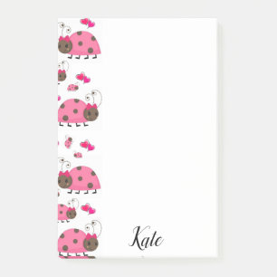 Papier Post-it coccinelle rose