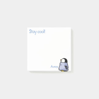 Papier Post-It de poussin de pingouin regardant