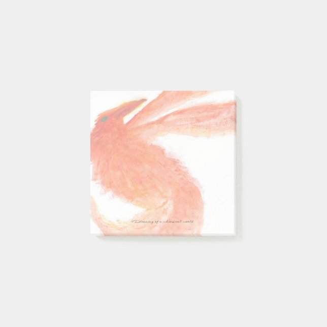 Papier Post-It Oiseau Mythique Peint en Rouge (Devant)