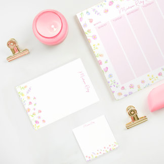Papier Post-it Rose Personnalisé Fleur Sauvage Pas