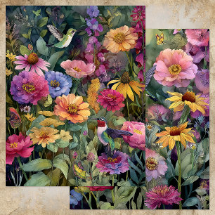 PAPIER POUR ALBUM OISEAU-MOUCHE VIBRANT JARDIN