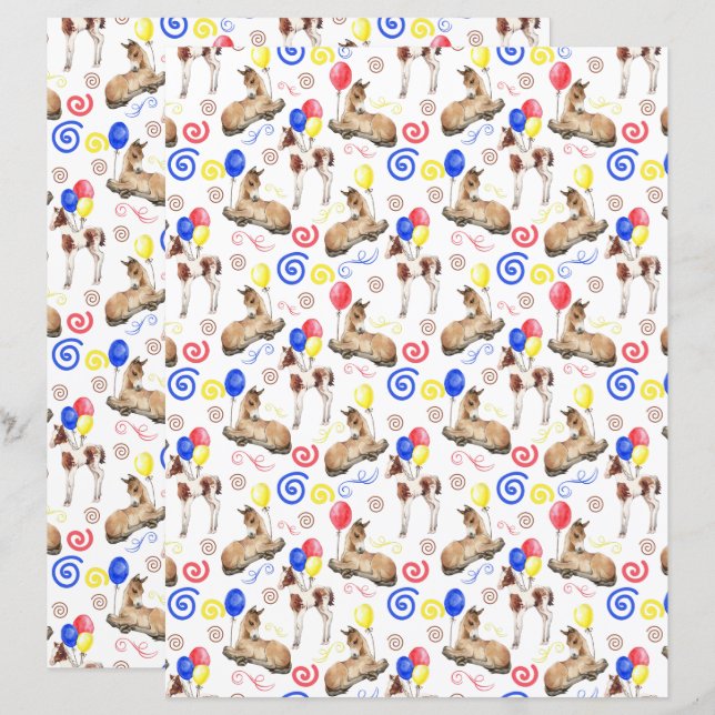 Papier pour album scrapbooking Cheval en Blanc (Devant / Derrière)