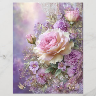 Papier pour journal déchiré et scrapbook Fleurs de