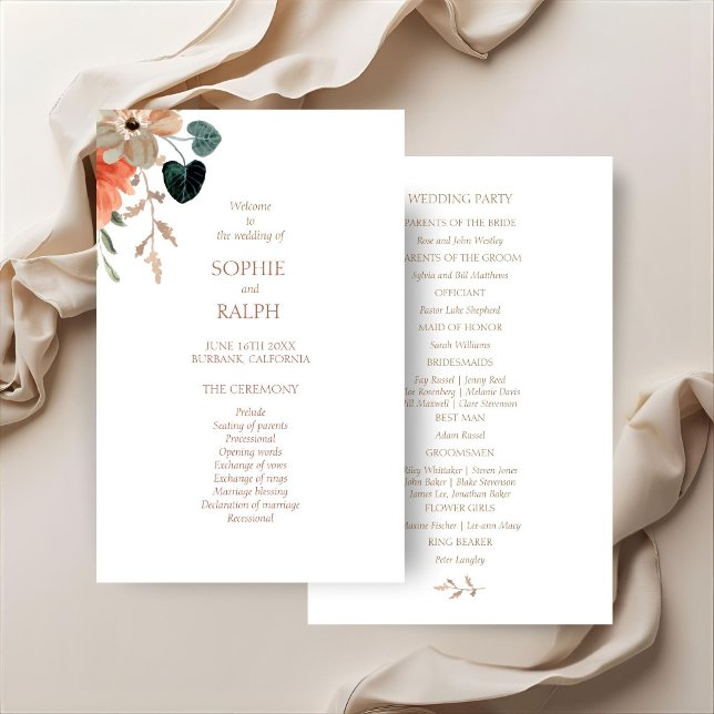 Papier pour programme de mariage floral à petit bu (Créateur téléchargé)
