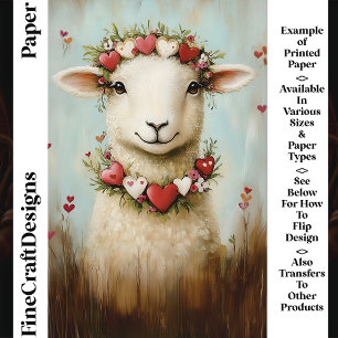 Papier pour Scrapbook CH6 Cœur Floral Agneau de Pr