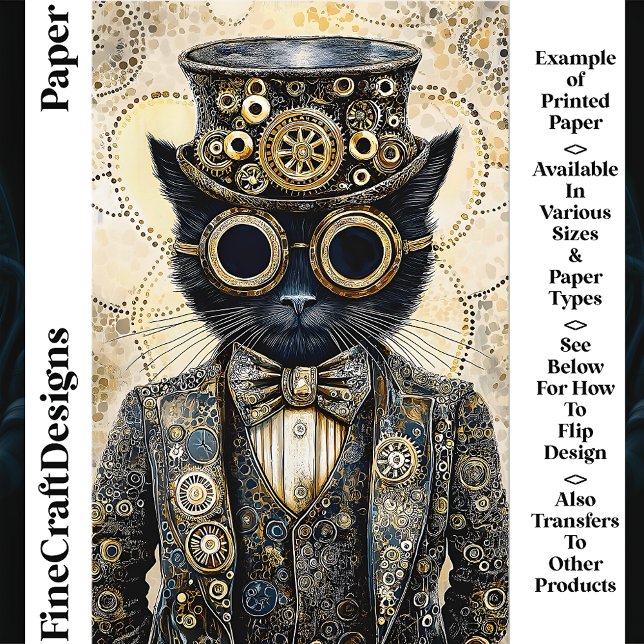 Papier pour scrapbook Chat Noir Steampunk Victorie (Créateur téléchargé)