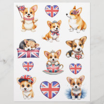 Papier pour scrapbook Collage Corgi Londres
