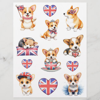 Papier pour scrapbook Collage Corgi Londres
