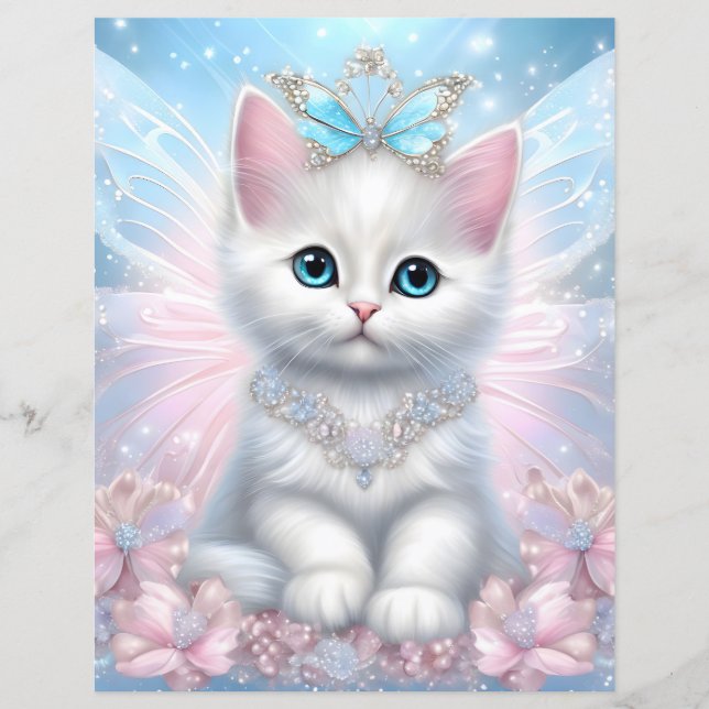 Papier pour scrapbook de la princesse fée chaton (Devant)