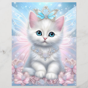 Papier pour scrapbook de la princesse fée chaton