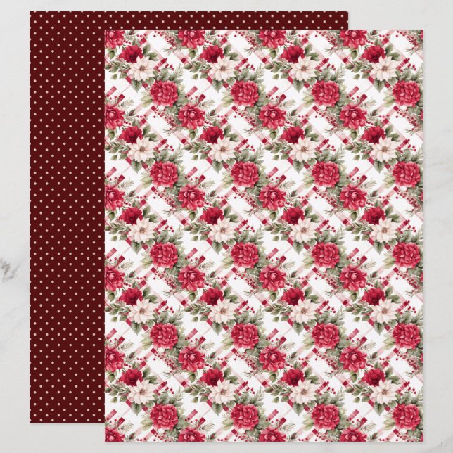 Papier pour scrapbook de Noël vintage (Devant / Derrière)