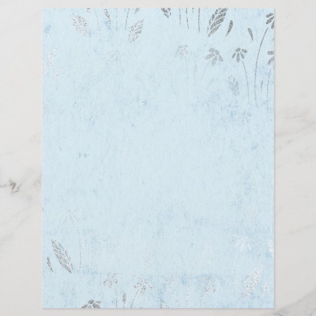 Papier pour scrapbook Fleur Bleue et Argentée Élég (Devant)