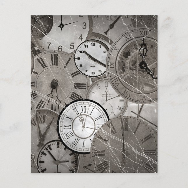 Papier pour scrapbook horloges anciennes steampunk (Devant)