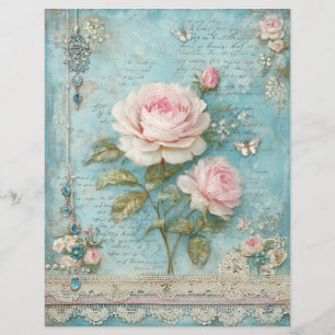 Papier pour scrapbook journal de junk roses roses