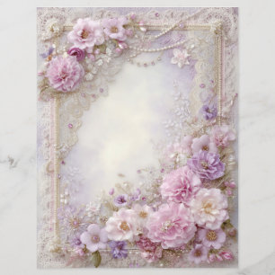 Papier pour scrapbook vintage junk journal lavande