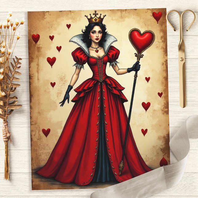 Papier pour scrapbooking Alice Reine de Cœur (Créateur téléchargé)