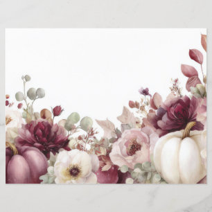 Papier pour scrapbooking automne citrouilles et fl