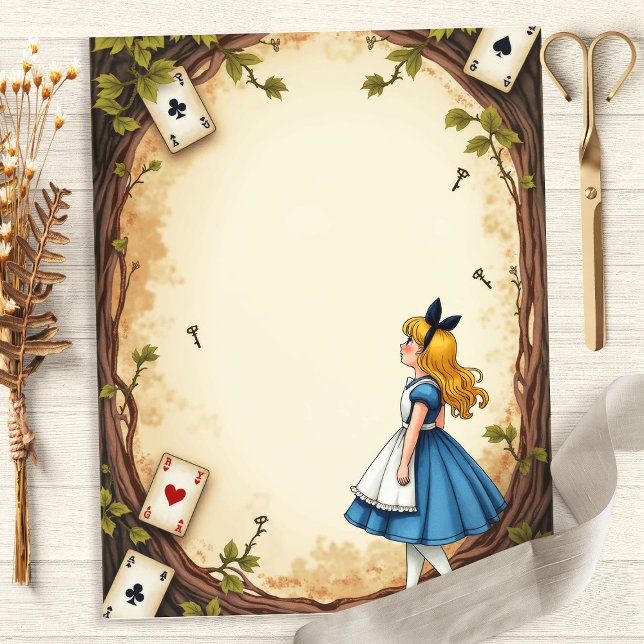 Papier pour scrapbooking Clés et Cartes d'Alice au (Créateur téléchargé)