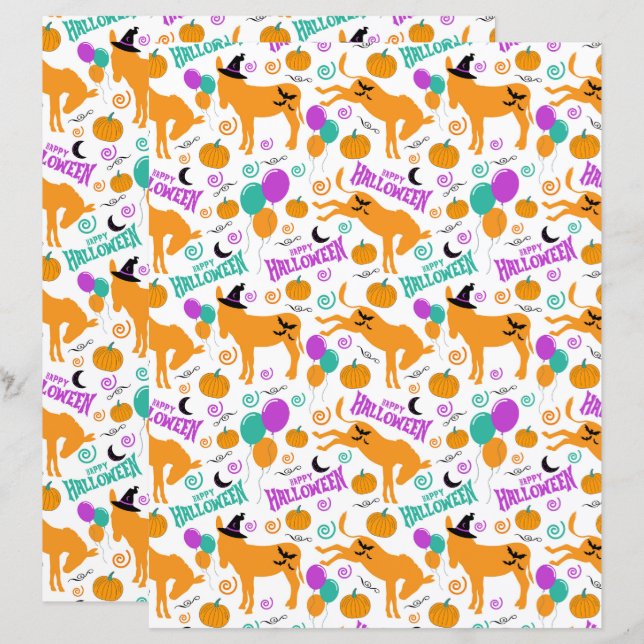 Papier pour scrapbooking Halloween d'âne (Devant / Derrière)