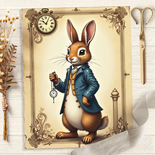 Papier pour scrapbooking Portrait de Lapin d'Alice (Créateur téléchargé)