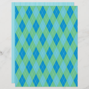 Papier rayé Jacquard bleu et vert